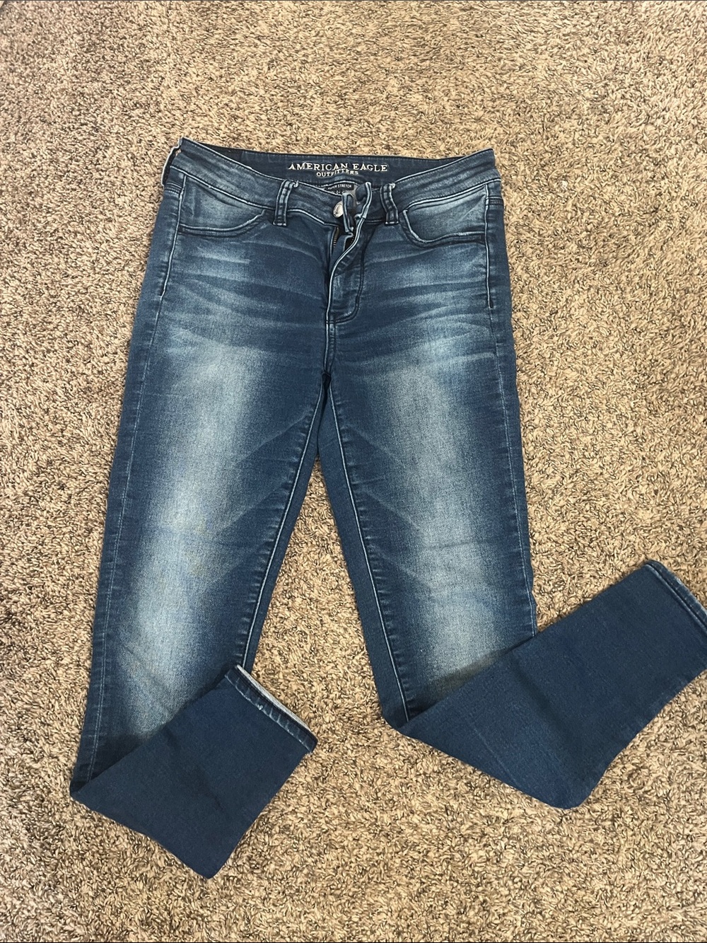 American Eagle Outfitters Blue Women's Stretch Jeggings - Faded Wash